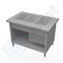 Stanowisko z wanną chłodniczą z chłodzeniem bocznym 1560x800x900, AISI 304, Komat KL2-15.8004