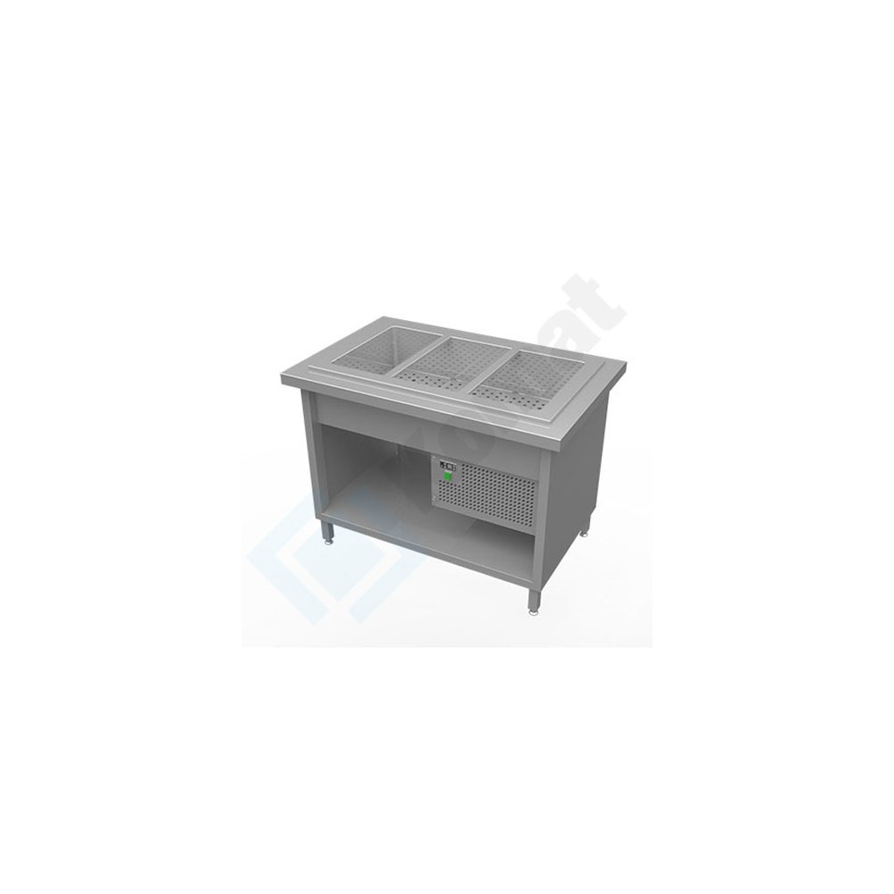 Stanowisko z wanną chłodniczą z chłodzeniem bocznym 1560x800x900, AISI 304, Komat KL2-15.8004