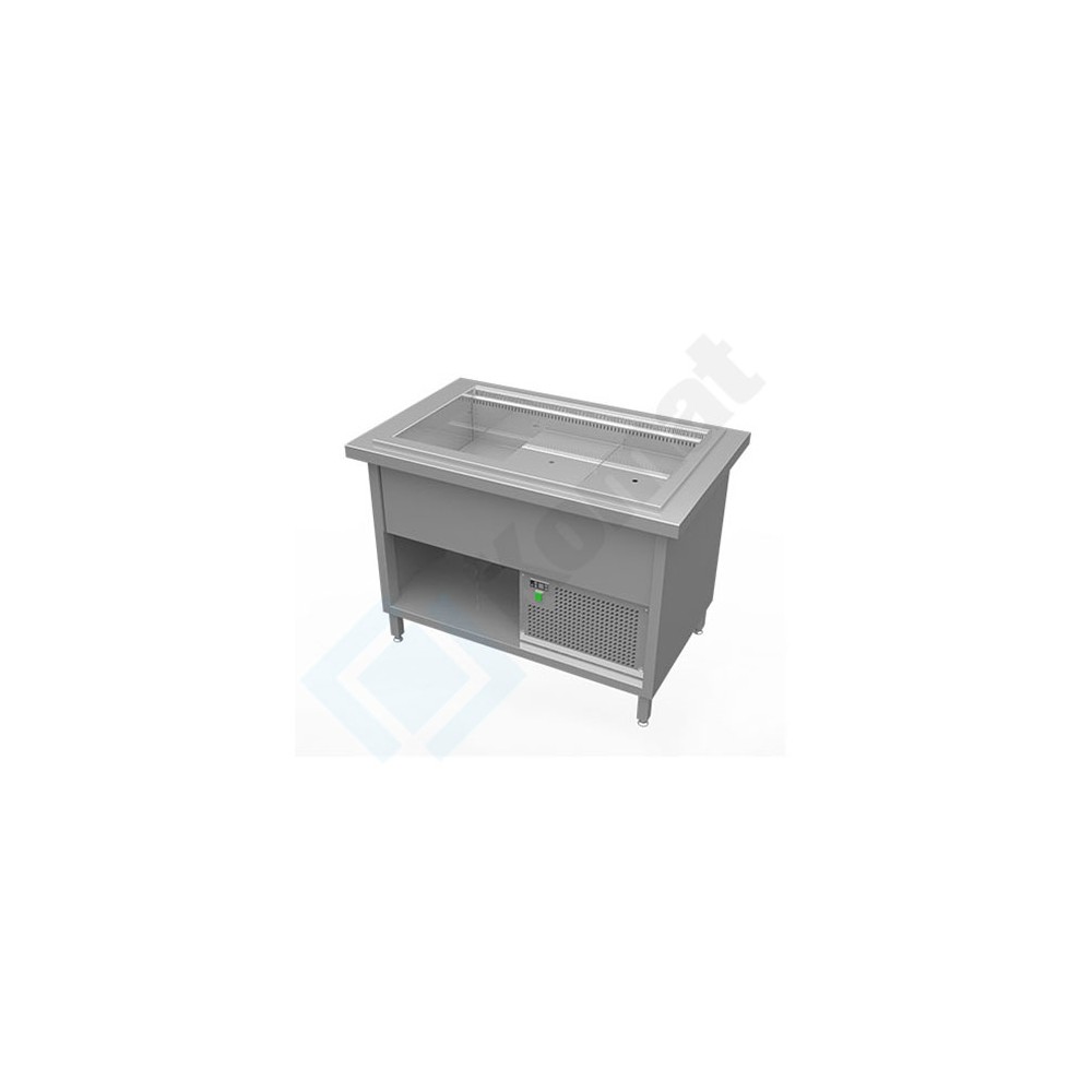 Stanowisko z wanną chłodniczą z wymuszonym obiegiem powietrza 1260x800x900, AISI 304, Komat KL2-16.8003