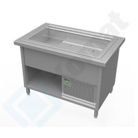 Stanowisko z wanną chłodniczą z wymuszonym obiegiem powietrza 1260x800x900, AISI 304, Komat KL2-16.8003