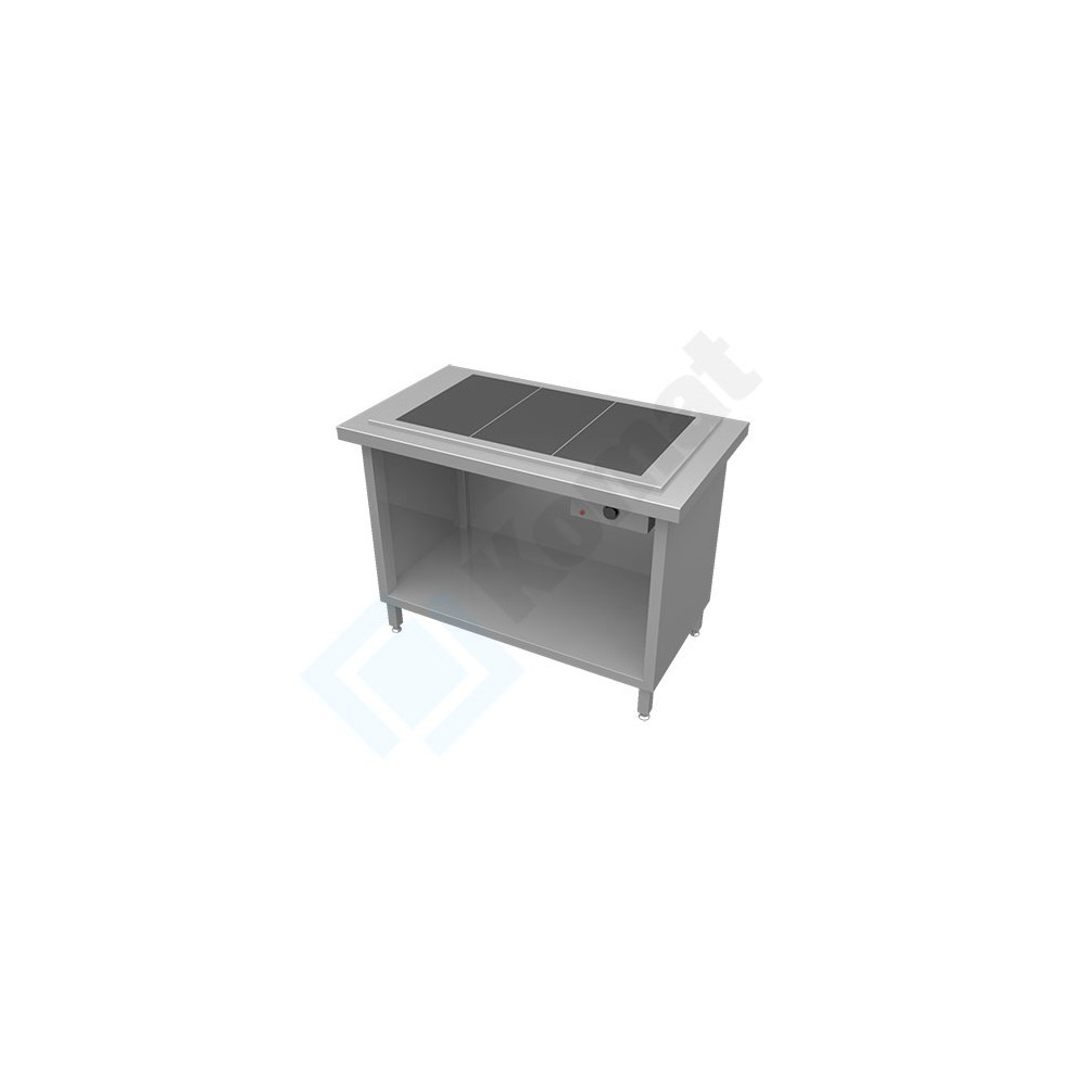 Stanowisko z płytą grzewczą ceramiczną 890x700x900, AISI 304, Komat KL2-24.7002