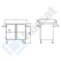 Stanowisko z szafką z drzwiami skrzydłowymi 1000x700x900, AISI 304, Komat KL3-04.7100