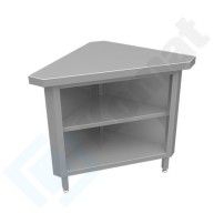 Stanowisko z szafką narożną wewnętrzną 90° 1075x570x900, AISI 304, Komat KL3-05.7090
