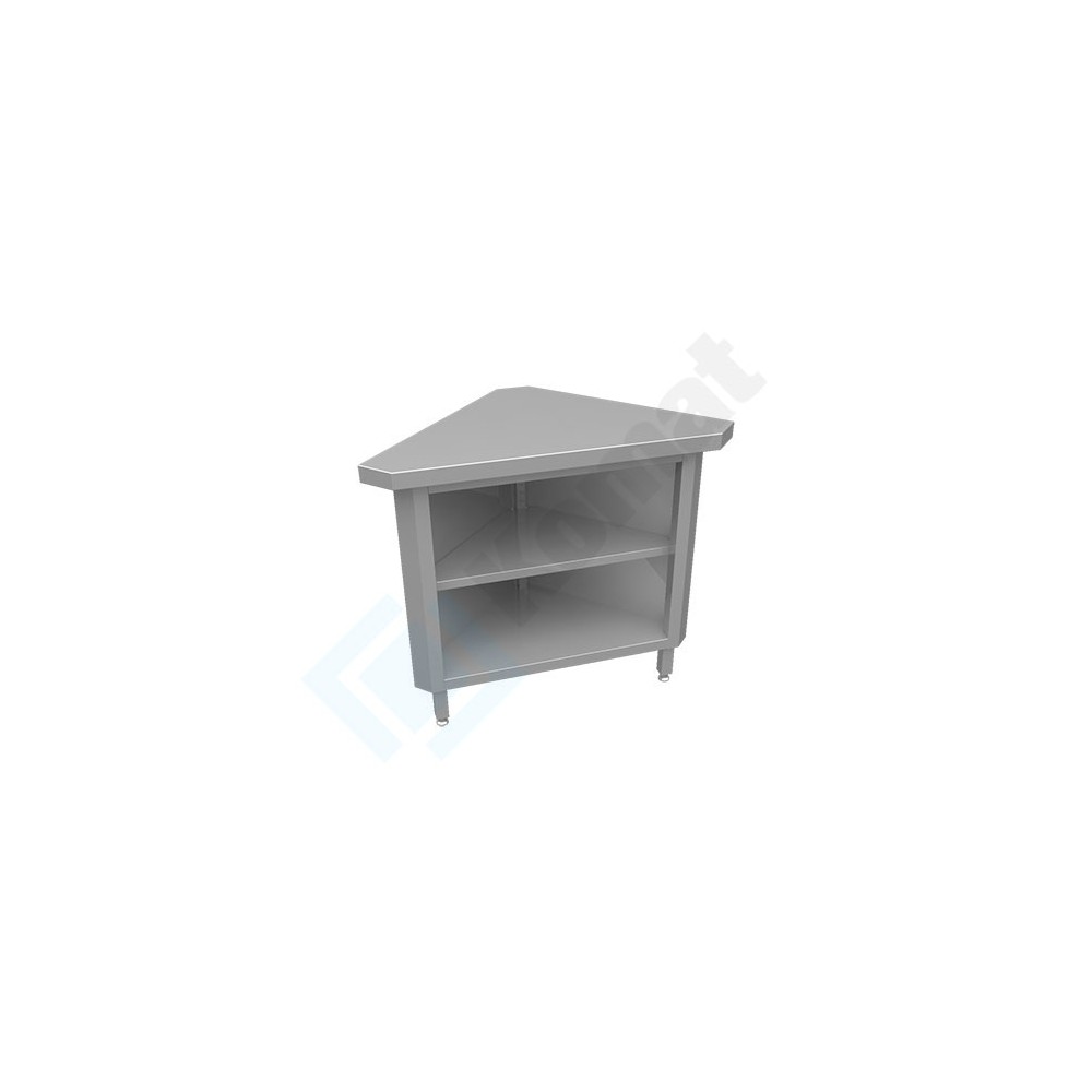 Stanowisko z szafką narożną wewnętrzną 90° 1075x570x900, AISI 304, Komat KL3-05.7090