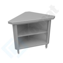 Stanowisko z szafką narożną wewnętrzną 90° 1075x570x900, AISI 304, Komat KL3-05.7090