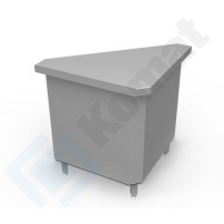 Stanowisko z szafką narożną zewnętrzną 90° 1075x570x900, AISI 304, Komat KL3-06.7090