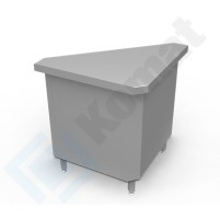 Stanowisko z szafką narożną zewnętrzną 90° 1075x570x900, AISI 304, Komat KL3-06.7090