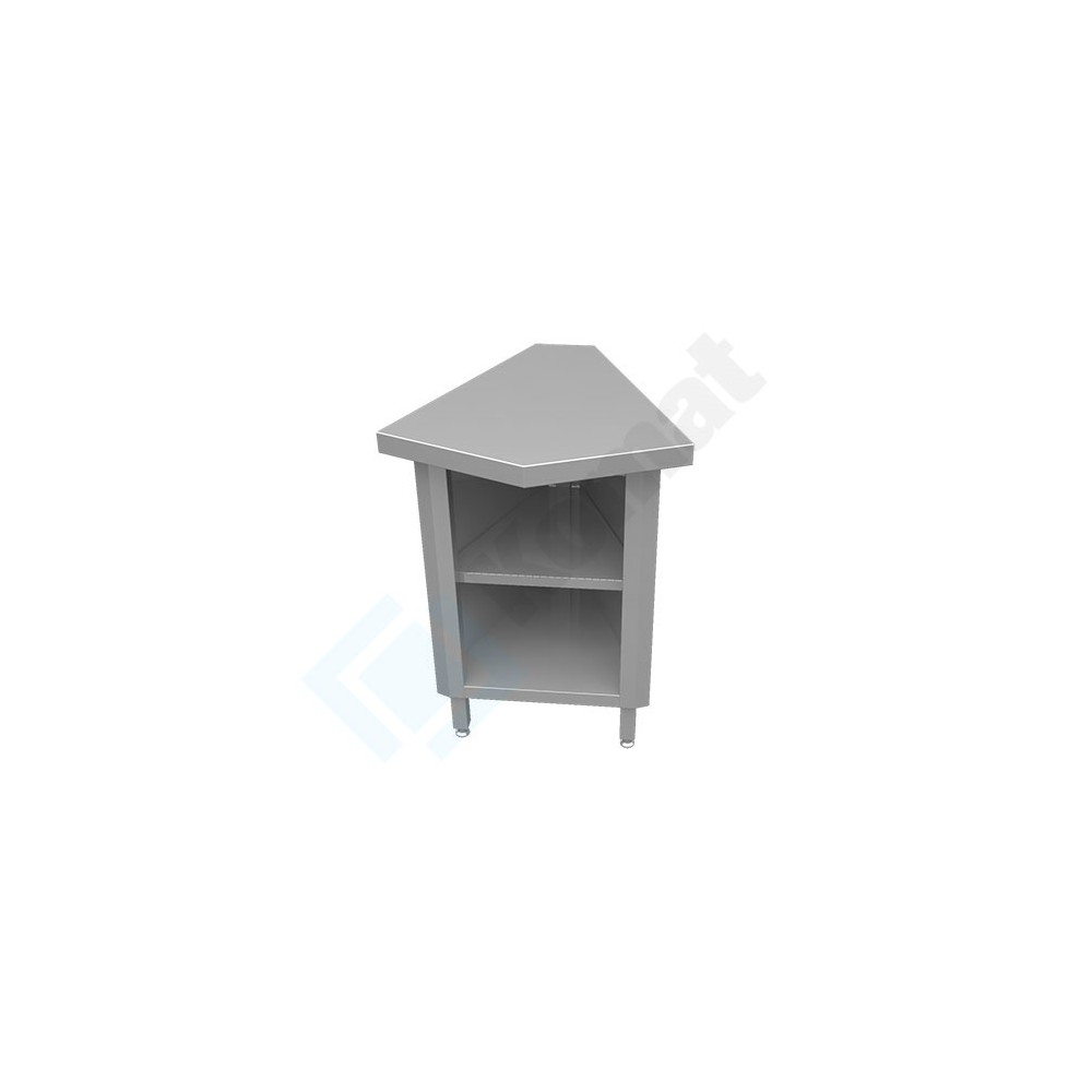 Stanowisko z szafką narożną wewnętrzną 45° 767x898x900, AISI 304, Komat KL3-07.8045