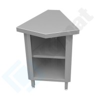 Stanowisko z szafką narożną wewnętrzną 45° 767x898x900, AISI 304, Komat KL3-07.8045
