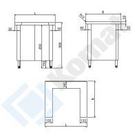 Stanowisko dystrybutora 800x800x900, AISI 304, Komat KL3-09.8080