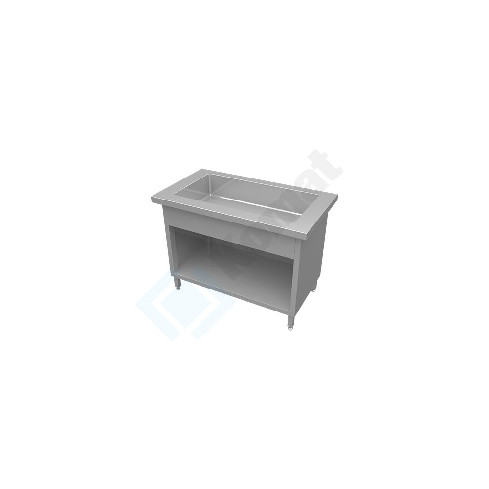 Stanowisko z wanną do ekspozycji na lodzie 890x800x900, AISI 304, Komat KL3-12.8002
