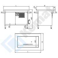 Stanowisko z płytą chłodniczą 890x700x900, AISI 304, Komat KL3-13.7002