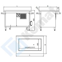Stanowisko z płytą chłodniczą 1235x700x900, AISI 304, Komat KL3-13.7003