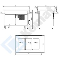 Stanowisko z wanną chłodniczą 1560x800x900, AISI 304, Komat KL3-14.8004