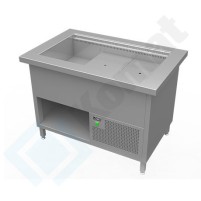 Stanowisko z wanną chłodniczą z wymuszonym obiegiem powietrza 1585x800x900, AISI 304, Komat KL3-16.8004