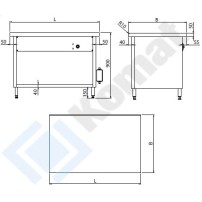 Stanowisko z płytą grzewczą 1235x700x900, AISI 304, Komat KL3-23.7003