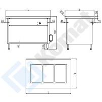 Stanowisko z płytą grzewczą ceramiczną 1235x700x900, AISI 304, Komat KL3-24.7003