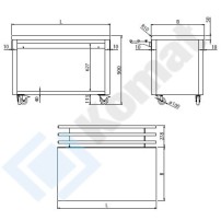 Stanowisko z szafką otwartą 1200x700x900, AISI 304, Komat KL4-01.7120