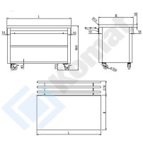 Stanowisko z szafką otwartą z półką 800x800x900, AISI 304, Komat KL4-02.8080