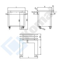 Stanowisko dystrybutora 850x700x900, AISI 304, Komat KL4-09.7085