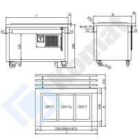Stanowisko z wanną chłodniczą 1620x800x900, AISI 304, Komat KL4-14.8004
