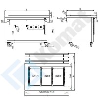 Stanowisko z bemarem wodnym wielokomorowym 1620x700x900, AISI 304, Komat KL4-21.7044