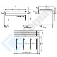 Stanowisko z bemarem powietrznym wielokomorowym 1295x700x900, AISI 304, Komat KL4-22.7033