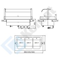 Bemar wodny wielokomorowy 1560x670x410, AISI 304, Komat KL7-21.0044