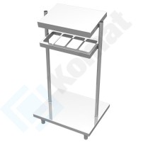 Pomocnik na pojemniki GN 1/4 z półką i niską podstawą na tace 850x700x1540, AISI 304, Komat KNP-21.0085