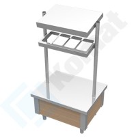 Pomocnik na pojemniki GN 1/4 z półką i podstawą na tace 850x700x1540, AISI 304, Komat KNP-24.0085