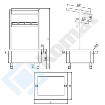 Pomocnik na pojemniki GN 1/4 z półką i podstawą na tace 850x700x1540, AISI 304, Komat KNP-24.0085