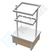 Pomocnik na pojemniki GN 1/4 oraz GN 1/1 z podstawą na tace 850x700x1540, AISI 304, Komat KNP-25.0085