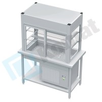 Stanowisko z witryną chłodniczą z wanną - witryna zamknięta 1630x800x900, AISI 304, Komat KL1-60.8004