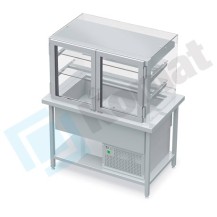 Stanowisko z witryną chłodniczą z wanną - witryna otwarta 1950x800x900, AISI 304, Komat KL1-82.805P