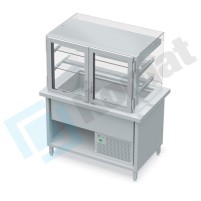 Stanowisko z witryną chłodniczą z wanną - witryna otwarta 1950x800x900, AISI 304, Komat KL2-82.805P