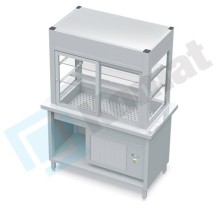 Stanowisko z witryną chłodniczą z wanną - witryna zamknięta 1630x700x900, AISI 304, Komat KL3-60.7004