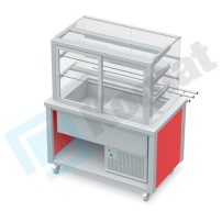 Stanowisko z witryną chłodniczą z wanną - witryna z klapkami uchylnymi 1950x800x900, AISI 304, Komat KL4-81.805P