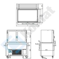 Stanowisko z witryną chłodniczą z wanną - witryna otwarta 970x800x900, AISI 304, Komat KL4-82.802P