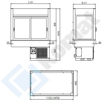 Witryna chłodnicza z wanną - witryna z klapkami uchylnymi 1125x645x1470, AISI 304, Komat KL8-61.7003