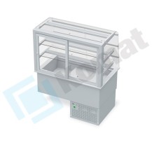 Witryna chłodnicza z wanną - witryna zamknięta, szyba gięta 1150x720x1430, AISI 304, Komat KL8-80.803G