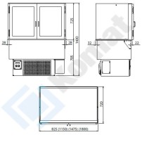 Witryna chlodnicza z wanną - otwarta 1475x720x1430, AISI 304, Komat KL8-82.804P