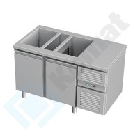 Stół chłodniczy z ladą sałatkową i agregatem bocznym 1300x700x850, AISI 304, Komat KTC-830