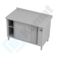Stół przyścienny z szafką grzewczą 1500x600x850, AISI 304, Komat KTG-960