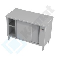 Stół centralny przelotowy z szafką grzewczą 1600x600x850, AISI 304, Komat KTG-970