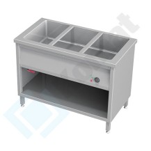 Bemar stacjonarny jednokomorowy z szafką otwartą 1135x600x850, AISI 304, Komat KTG-920