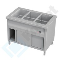 Bemar stacjonarny jednokomorowy z szafką z drzwiami suwanymi 1165x700x850, AISI 304, Komat KTG-921