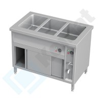 Bemar stacjonarny jednokomorowy z szafką grzewczą 1490x700x850, AISI 304, Komat KTG-922