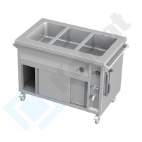 Bemar jezdny jednokomorowy z szafką grzewczą 1490x700x850, AISI 304, Komat KTG-942
