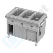 Bemar jezdny wielokomorowy z szafką z drzwiami suwanymi 1490x700x850, AISI 304, Komat KTG-951
