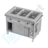 Bemar jezdny wielokomorowy z szafką grzewczą 1490x700x850, AISI 304, Komat KTG-952